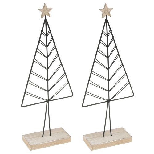 Mini choinka metalowa drewniana czarna naturalna 28cm 2szt