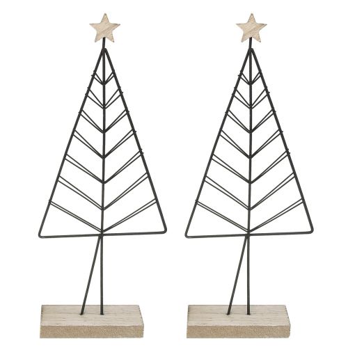 Produkt Mini choinka metalowa drewniana czarna naturalna 28cm 2szt