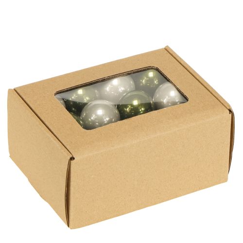 Produkt Mini bombki choinkowe szklane zielono-srebrno-szare Ø3cm 22szt