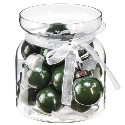 Floristik24 Mini bombki świąteczne Kulki szklane zielone Ø3cm 18 sztuk w szklance