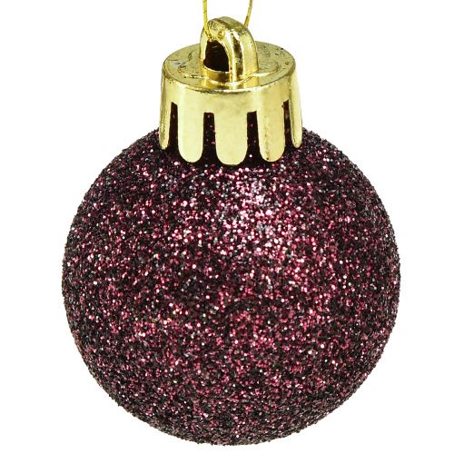 Produkt Mini bombki świąteczne fioletowe plastikowe Ø3cm W3,5cm 14 szt