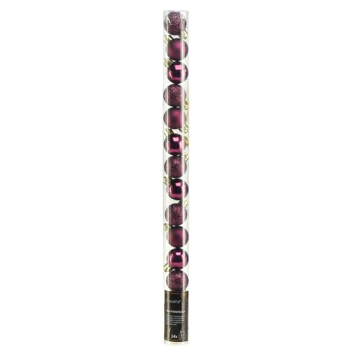 Produkt Mini bombki świąteczne fioletowe plastikowe Ø3cm W3,5cm 14 szt
