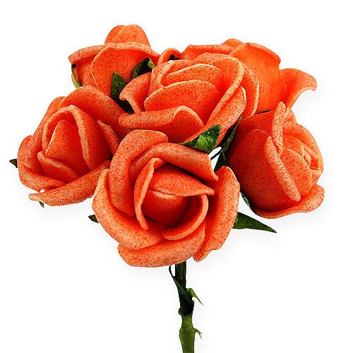 Floristik24 Mini różyczki piankowe Ø 1,5cm pomarańczowe 72 szt