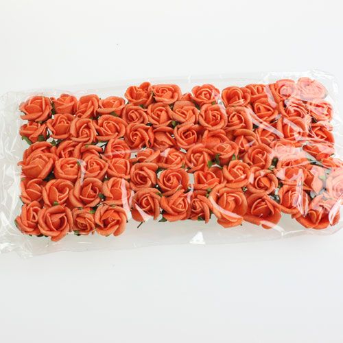 Floristik24 Mini różyczki piankowe Ø 1,5cm pomarańczowe 72 szt