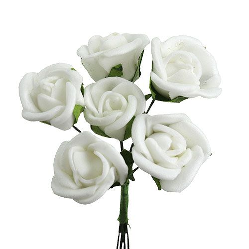 Floristik24 Mini różyczki piankowe Ø 1,5cm białe 72 szt