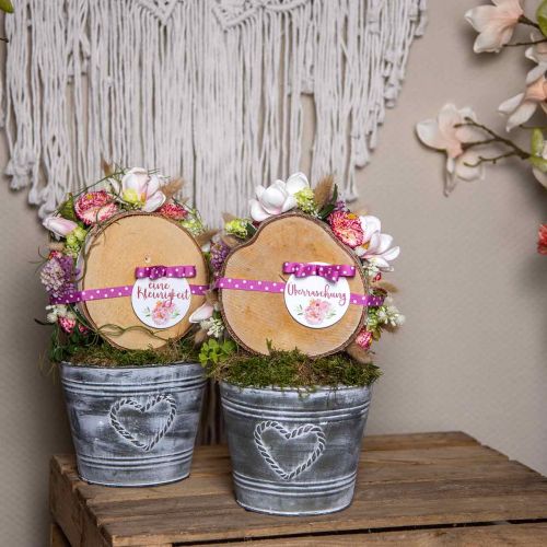 Floristik24 Doniczka w stylu shabby chic metalowe serce Ø17cm W13,5cm