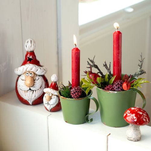Śliczna ceramiczna figurka Świętego Mikołaja w kolorze czerwono-białym, 10cm - idealna dekoracja świąteczna - 4 sztuki