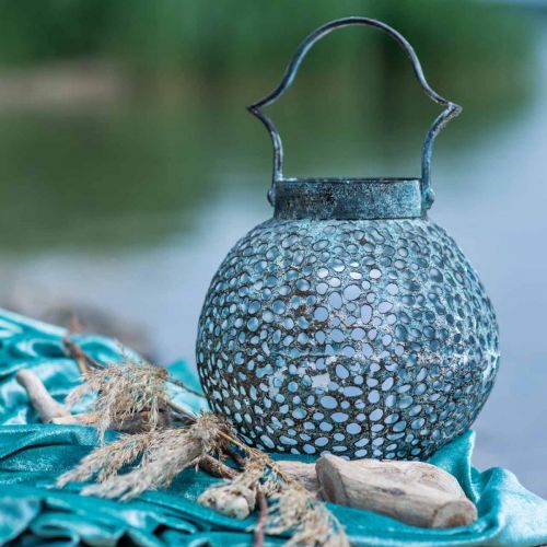 Floristik24 Metalowa latarnia, latarnia, świecznik antyczny wygląd Ø15cm W22cm