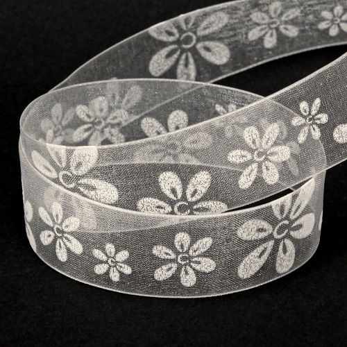 Produkt Wstążka organza kwiatowa wstążka prezentowa kremowa 25mm 18m