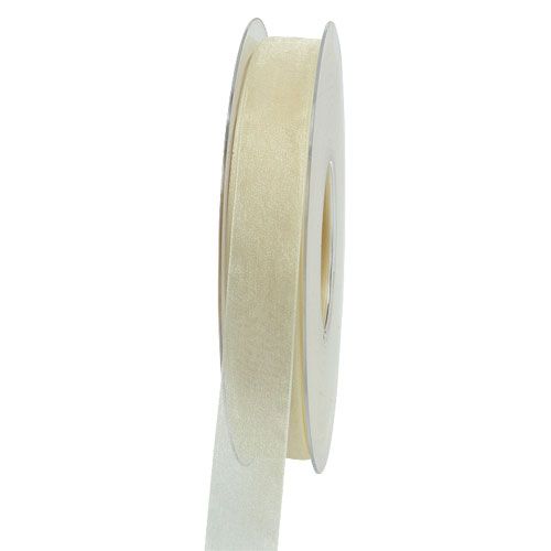 Wstążka z organzy z krajką 1,5cm 50m kremowa