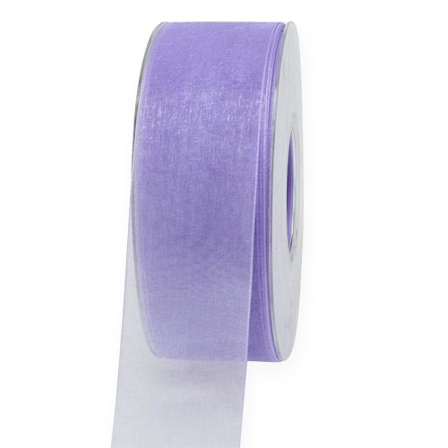 Organza wstążka z krajką 4cm 50m jasnofioletowa