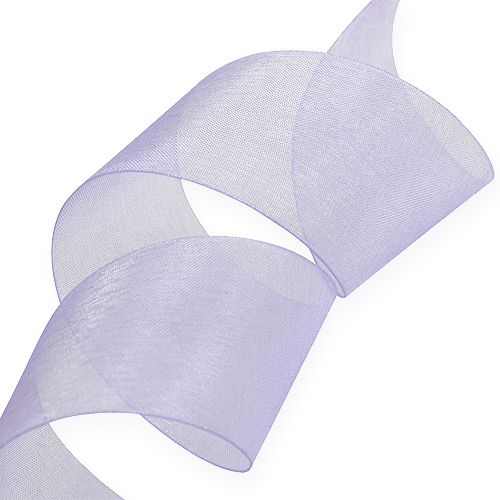 Organza wstążka z krajką 4cm 50m jasnofioletowa