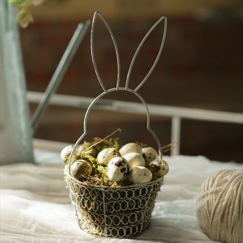 Floristik24 Kosz wielkanocny Kosz druciany Zając wielkanocny Shabby Ø12cm W26,5cm