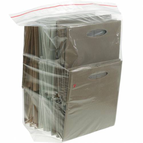 Floristik24 Torba papierowa 12cm brązowa, kremowa, beżowa torebka prezentowa 12 szt