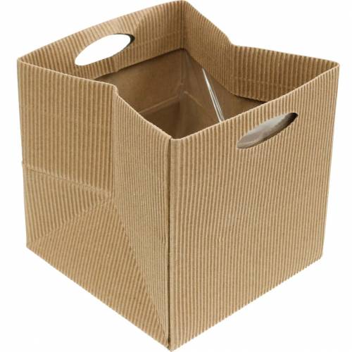 Floristik24 Torba papierowa 12cm brązowa, kremowa, beżowa torebka prezentowa 12 szt