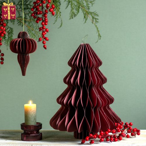 Floristik24 Choinka papierowa do zawieszenia Bordeaux wys. 40cm 2szt.