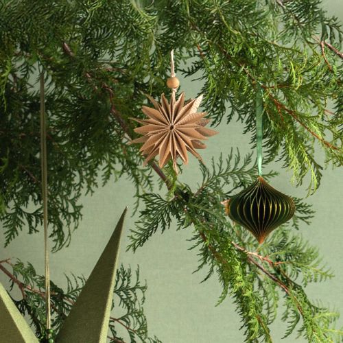 Produkt Gwiazdki papierowe do zawieszenia, brązowe, białe, 12cm, 6 szt.