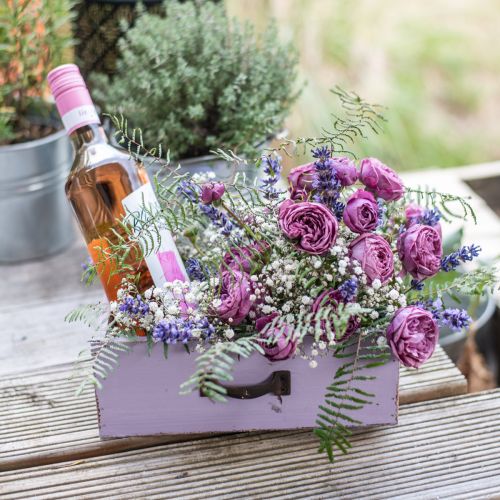 Produkt Doniczka Dekoracyjna Szuflada Shabby Chic Drewno Fioletowa 25×13×8cm