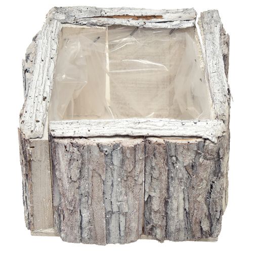 Produkt Skrzynka na rośliny drewniana z korą naturalna biel 17/24cm zestaw 2 szt