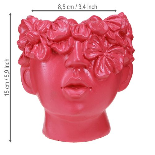 Produkt Roślina Głowa Poliresin Popiersie Doniczka Różowa 13.5×13×14cm
