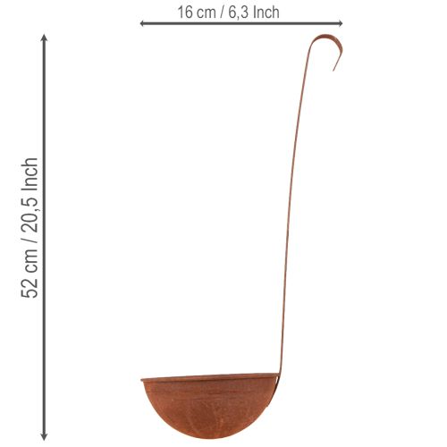 Produkt Doniczka wisząca, dekoracja kuchni, chochla, wykończenie rdzawe, Ø16,5 cm, 2 sztuki