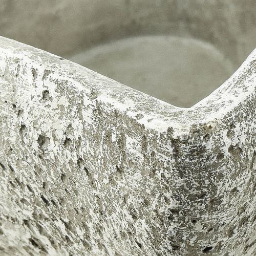 Floristik24 Miska na rośliny serce nagrobna dekoracja serce na roślinę szaro-białe 18×19cm wys. 7,5cm