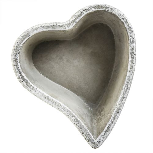 Floristik24 Miska na rośliny serce nagrobna dekoracja serce na roślinę szaro-białe 18×19cm wys. 7,5cm