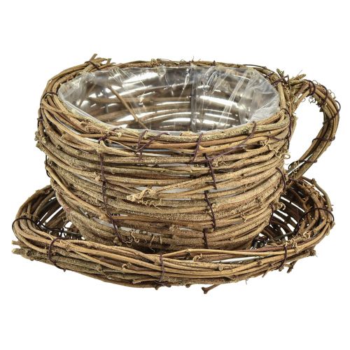 Floristik24 Kubek na roślinę z talerzem donica winorośli naturalny Ø19cm W9cm