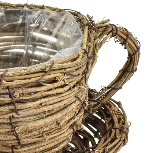 Produkt Kubek na roślinę z talerzem donica winorośli naturalny Ø19cm W9cm