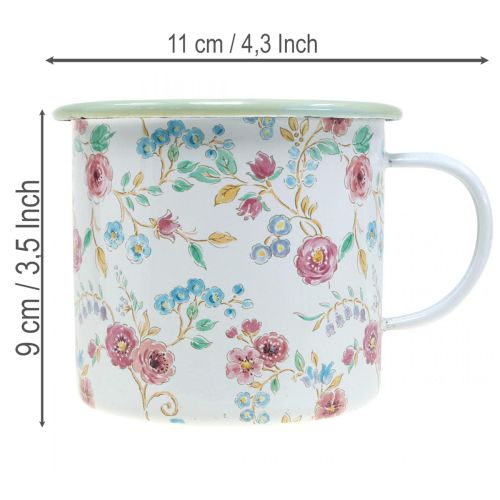 Produkt Filiżanka do sadzenia róż, emaliowana, dekoracyjna, z uchwytem, biała, Ø9,5cm