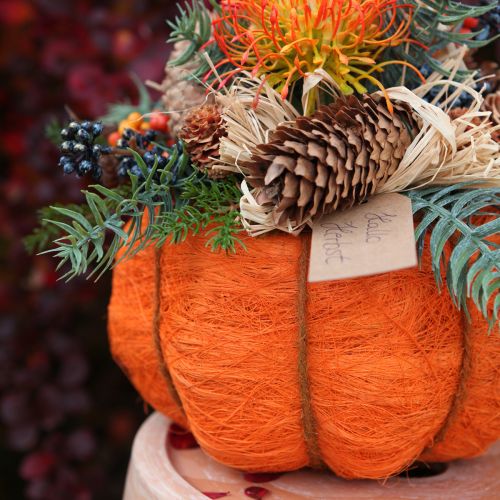 Produkt Doniczka z dynią, pomarańczowo-żółto-zielona, sizalowa, Ø21cm, wys. 12cm