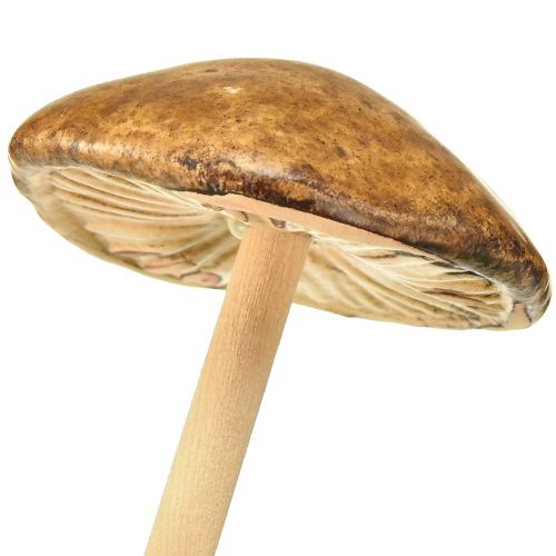 Produkt Grzyby dekoracyjne na patyku, brązowe 5,5cm - jesienna dekoracja ogrodu i salonu - 6 szt