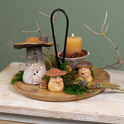 Produkt Wesołe figurki grzybów z twarzami - różne odcienie brązu, 6,5 cm - zabawna dekoracja do ogrodu i domu - 3 szt.