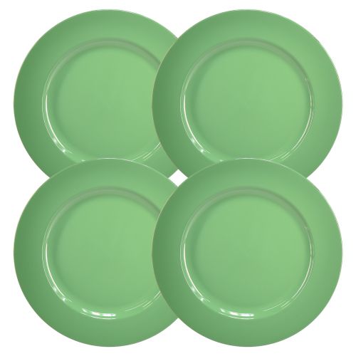 Produkt Solidny zielony plastikowy talerz - 28 cm, idealny do codziennych dekoracji i zajęć na świeżym powietrzu - opakowanie 4 szt