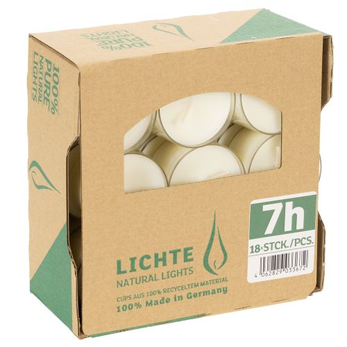 Produkt Podgrzewacze PURE Nature Lights Wosk rzepakowy Naturalny Czas palenia 7 godzin 18 sztuk