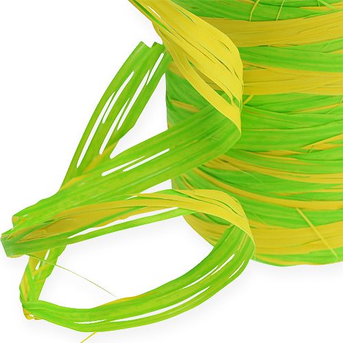 Produkt Wstążka z rafii dwukolorowa zielono-żółta 200m