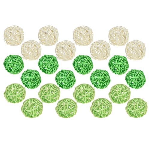 Produkt Kulki rattanowe zielony jasnozielony kremowy mix rattanu Ø5cm 24 szt