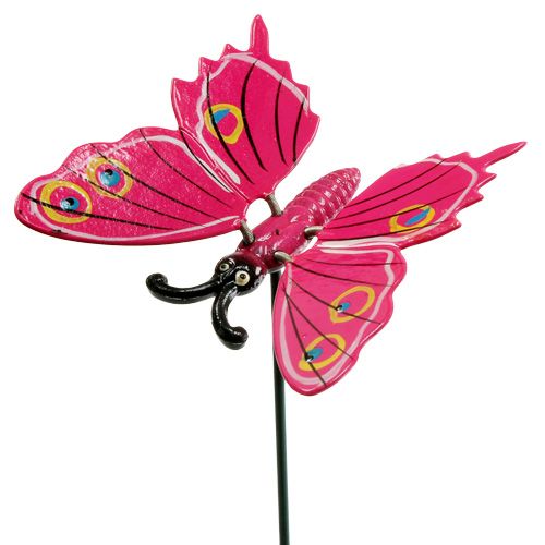 Floristik24 Motyl na patyku 8cm Różowy