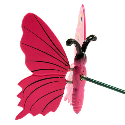Floristik24 Motyl na patyku 8cm Różowy