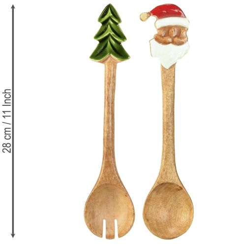 Produkt Sztućce do sałaty drewniane na Boże Narodzenie 28 cm zestaw 2 szt.