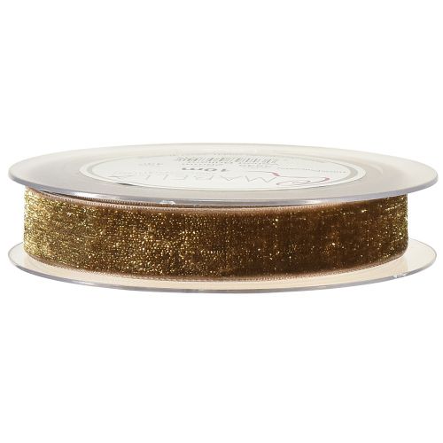 Produkt Wstążka Aksamitna Brokatowa Brązowo Złota – Efektowna Wstążka Świąteczna 20mm 10m