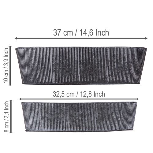 Produkt Owalna metalowa miska, czarno-szara, styl vintage, 32,5/37 cm, zestaw 2 sztuk.