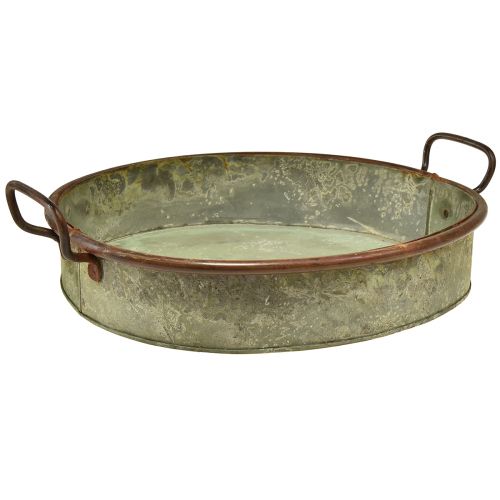 Floristik24 Miska owalna metalowa z uchwytem na tacę, rdza, 46/52 cm, zestaw 2 szt