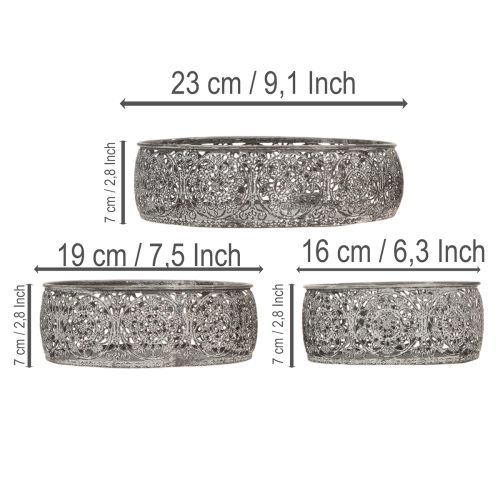 Produkt Dekoracyjna metalowa miska, wzór szaro-biały, Ø16/19,5/23,5 cm, zestaw 3 sztuk