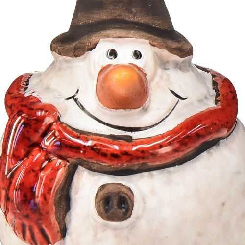 Produkt Figurka bałwana ceramicznego 8,5cm z cylindrem i czerwoną chustą - dekoracja świąteczna i zimowa - 3 szt.