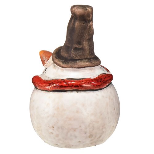 Produkt Figurka bałwana ceramicznego 8,5cm z cylindrem i czerwoną chustą - dekoracja świąteczna i zimowa - 3 szt.