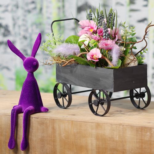 Produkt Ozdobna metalowa skrzynka na rośliny w kolorze taczki, antracytowa L37cm