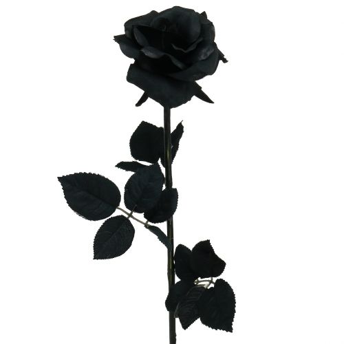 Jedwabny Kwiat Róży Czarny 63cm
