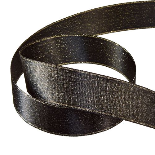 Produkt Czarna wstążka ze złotą połyskującą wstążką jubilerską W25mm L20m