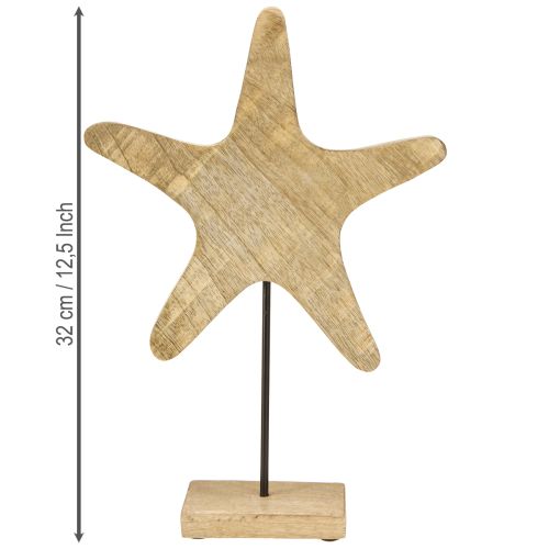 Produkt Dekoracyjna rozgwiazda na podstawie drewnianej naturalna niebieska Ø22cm H32cm